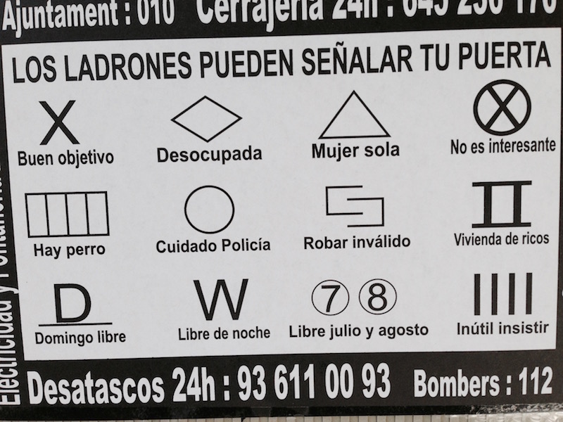 Burglars and house breakers symbols, Barcelona, 2015
