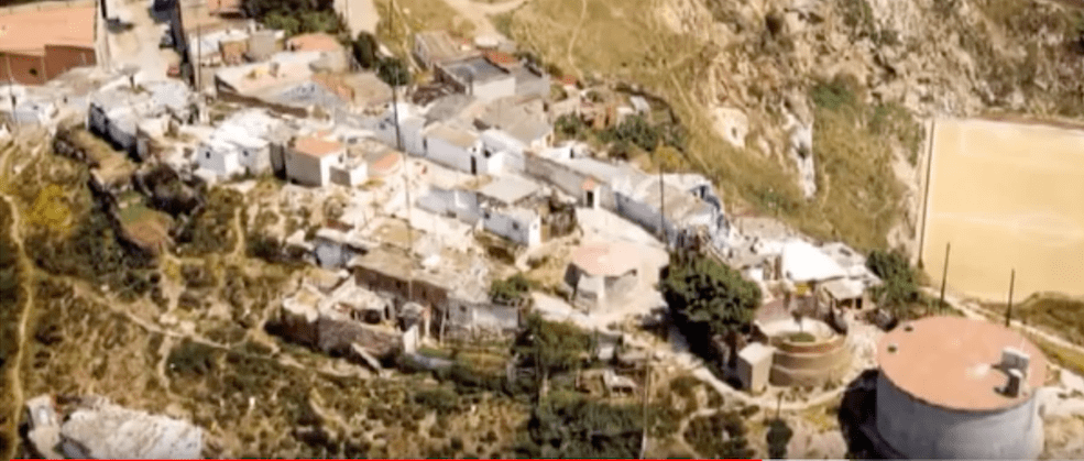 Aerial view of Los Cañones, Barcelona in the 1980s