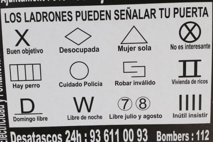 Burglars and house breakers symbols, Barcelona, 2015